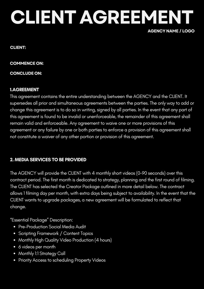The legally reviewed client agreement template included in the CB Toolkit