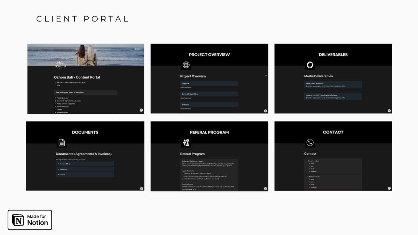 Branded Notion client portal pages