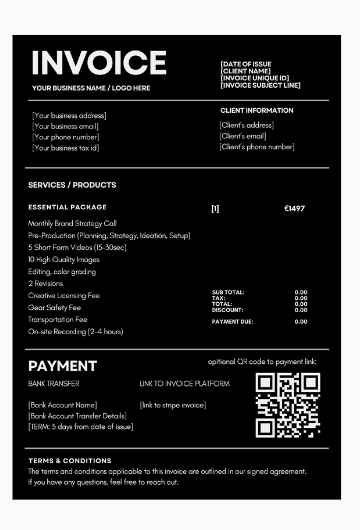 Professional invoice template