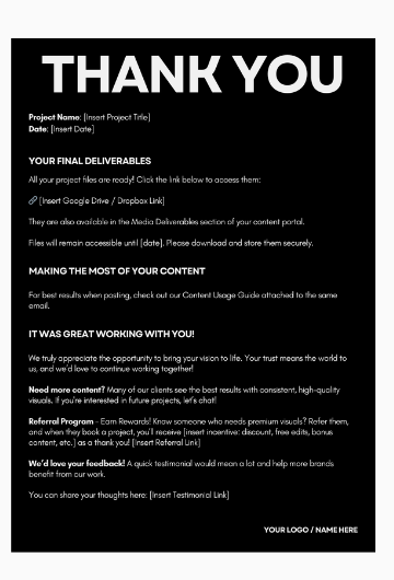 Personalized thank-you document template